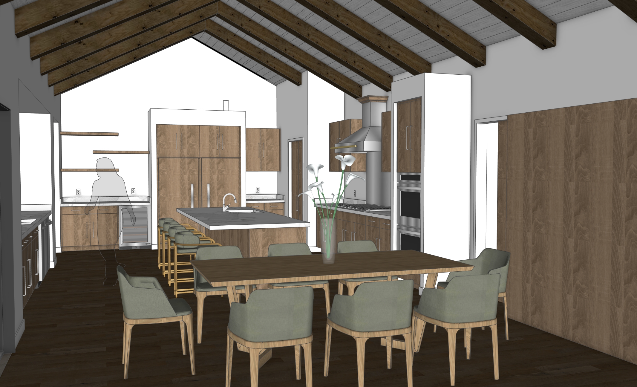 In-house kitchen design rendering
