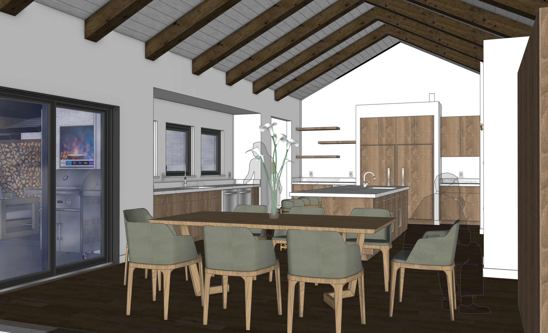 Kitchen design rendering